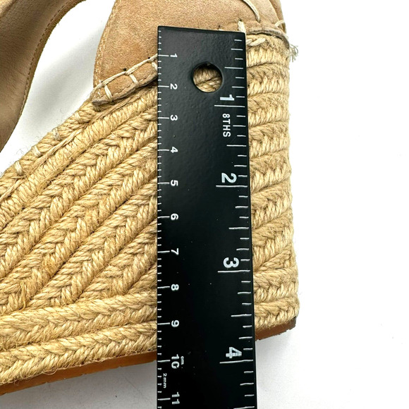 KENNETH COLE Women's 9.5 Olivia T-Strap Leather‎ Beige Espadrille Wedge Sandals - Picture 8 of 9